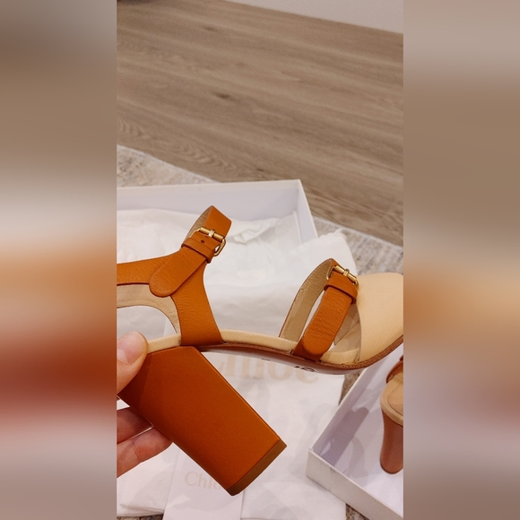 Chloe Two Tone Leather Sandal Heels - Picture 4 of 10